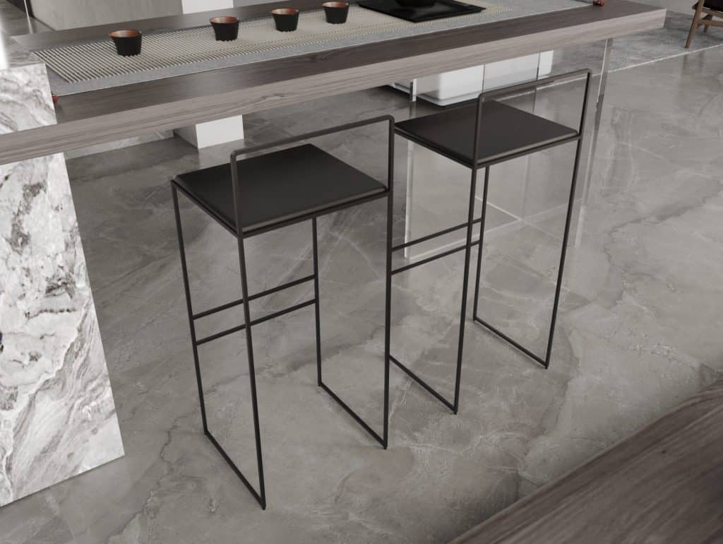 كرسي بار معدن بتصميم عصري وتنجيد جلد