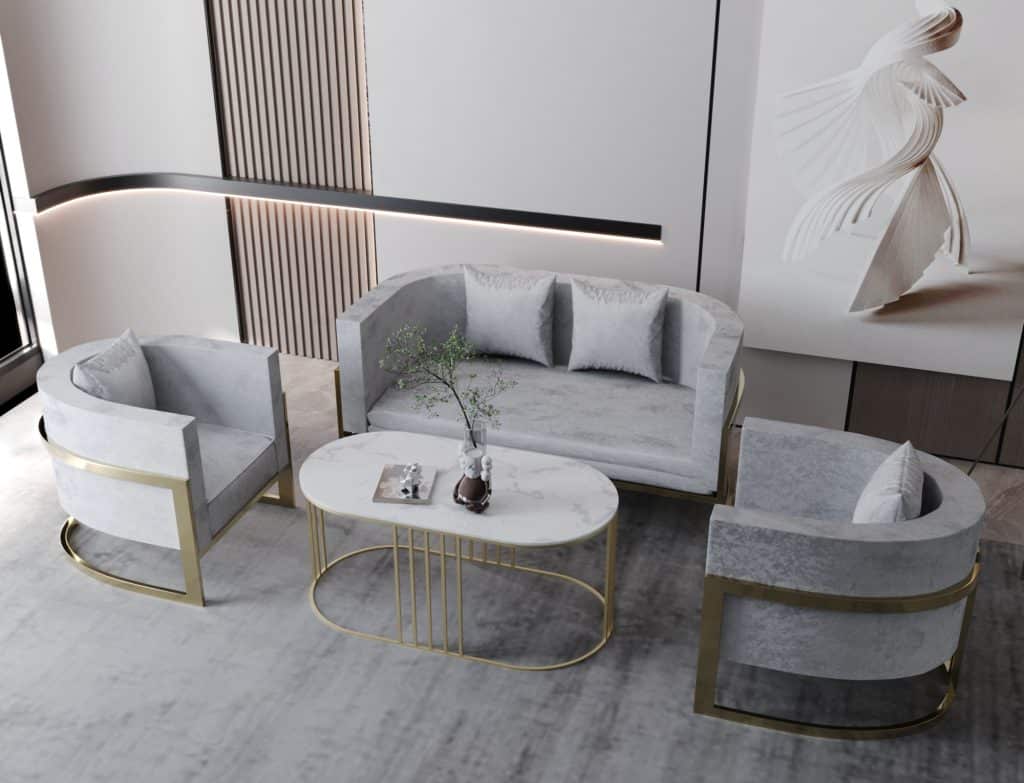 طقم اثاث خارجي مودرن مكون من 4 قطع 2 كرسي وكنبة وترابيزة