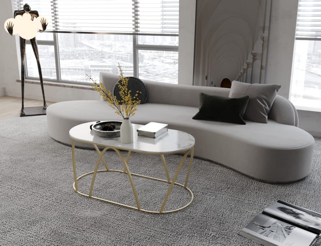 ترابيزة ڤيو ترابيزة انتريه مودرن من الاستانلس والرخام الأبيض