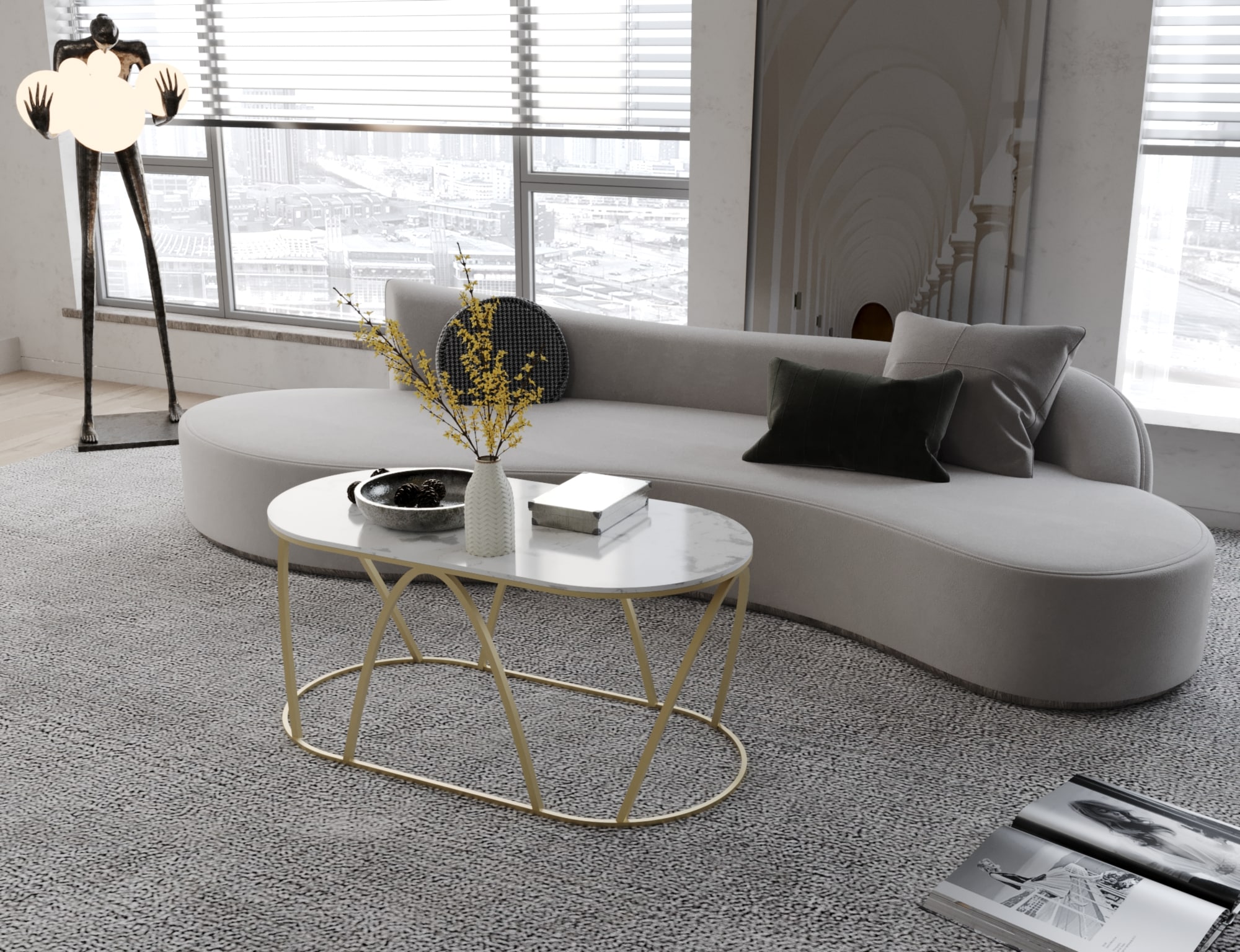 ترابيزة ڤيو ترابيزة انتريه مودرن من الاستانلس والرخام الأبيض