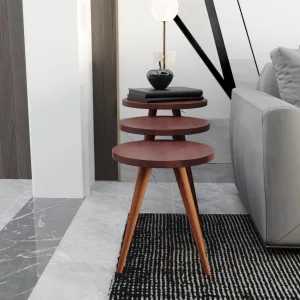 براون تريبل سايد ترابيزة جانبية متداخلة