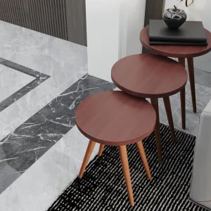 براون تريبل سايد ترابيزة مودرن جانبية متداخلة