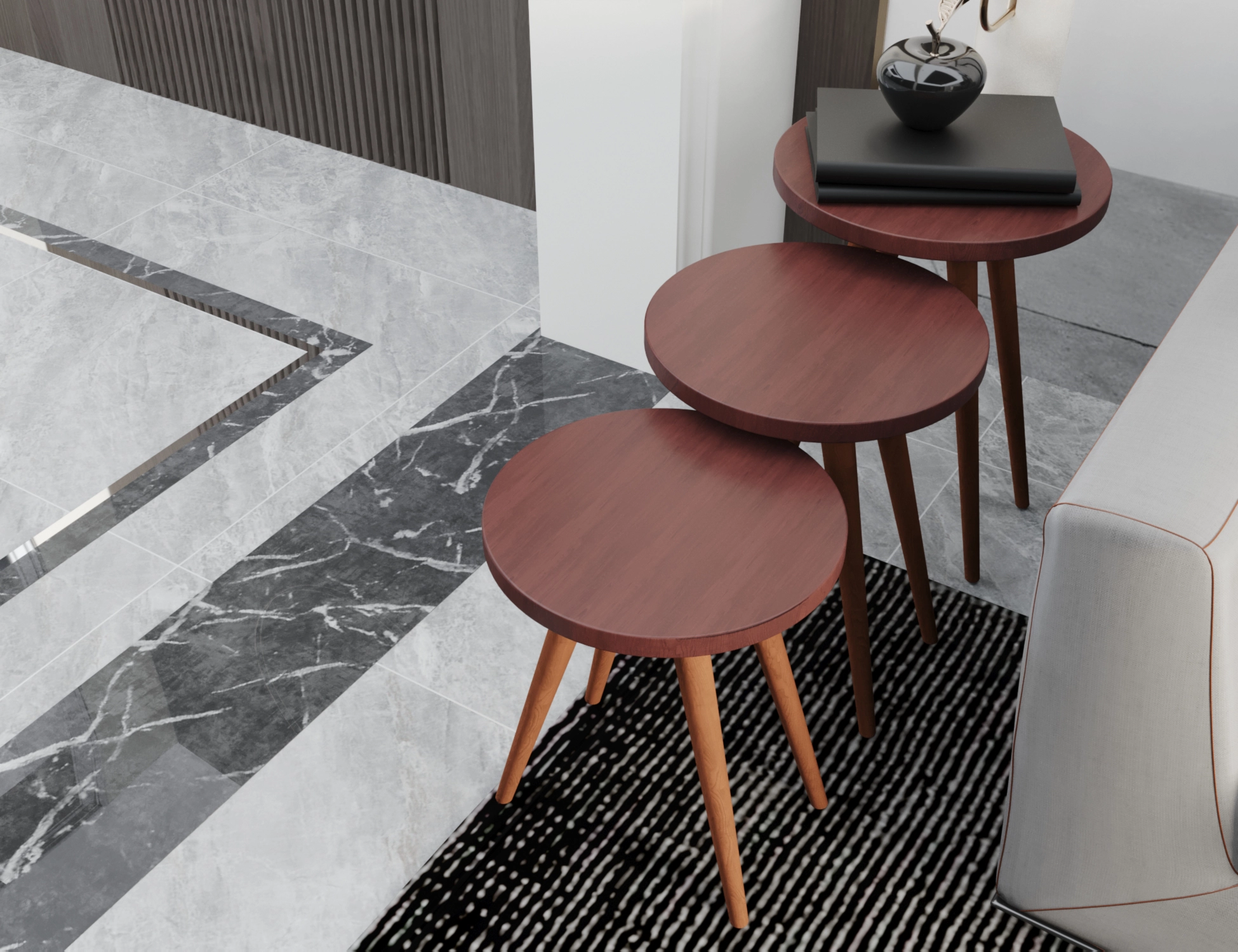 براون تريبل سايد ترابيزة مودرن جانبية متداخلة براون تريبل سايد ترابيزة مودرن جانبية متداخلة